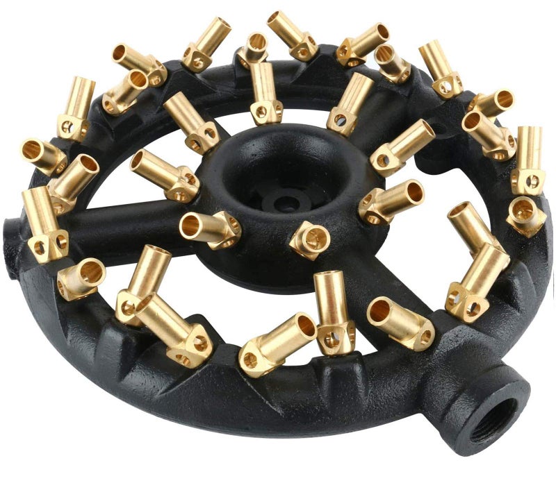Homend Propane Gas Jet Burner For Chinese Wok Range, Grilling, Stir Fry - Cast Iron Body Round Nozzle Jet Burner with 32 Brass Tips - Up 160,000 BTU (Propane Gas, 32 Tips, 0.5mm Hole) - Image 1